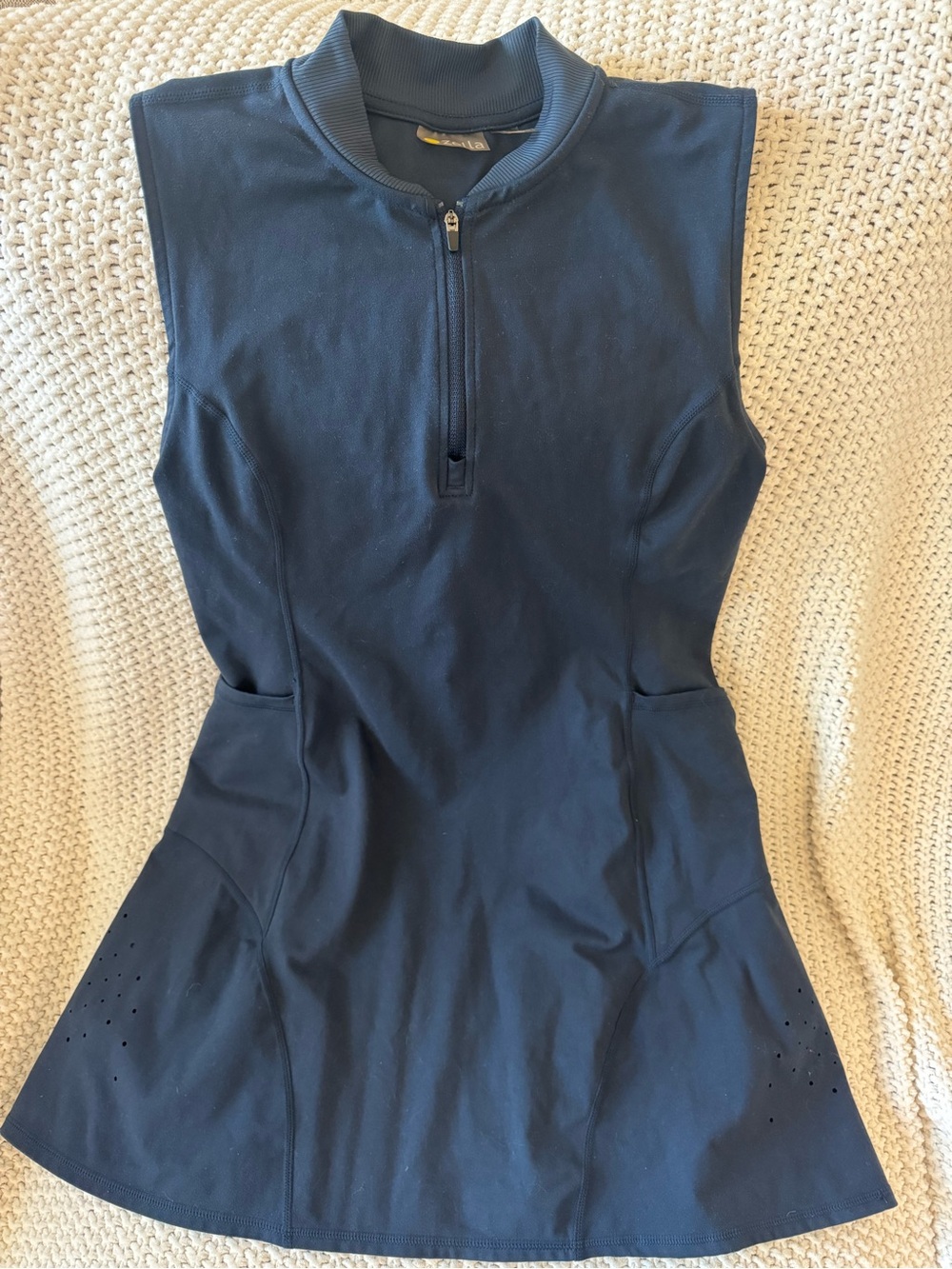 Zella Navy Performance Zip Dress Medium